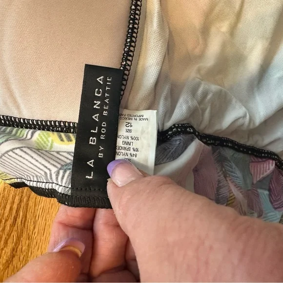 La Blanca Multicolor Patterned Swim Top Sz 12 - Picture 7 of 10